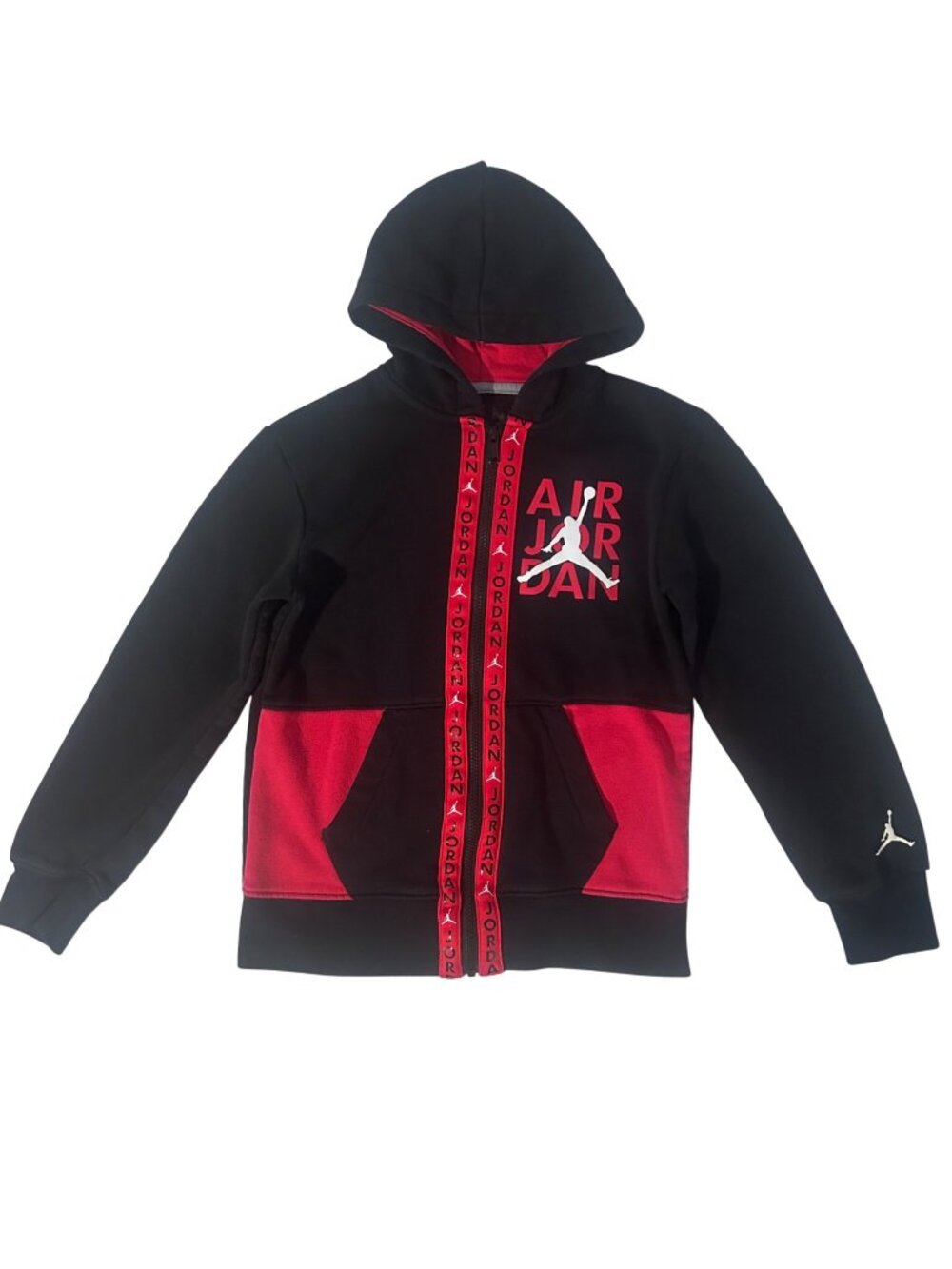 Air Jordan Boys Black & Red Full-Zip Hoodie With Pockets Size M (10-12 Yrs) EUC